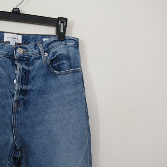 Frame size 28 Le Original High Rise Straight Leg Jeans Distressed - Picture 7 of 8